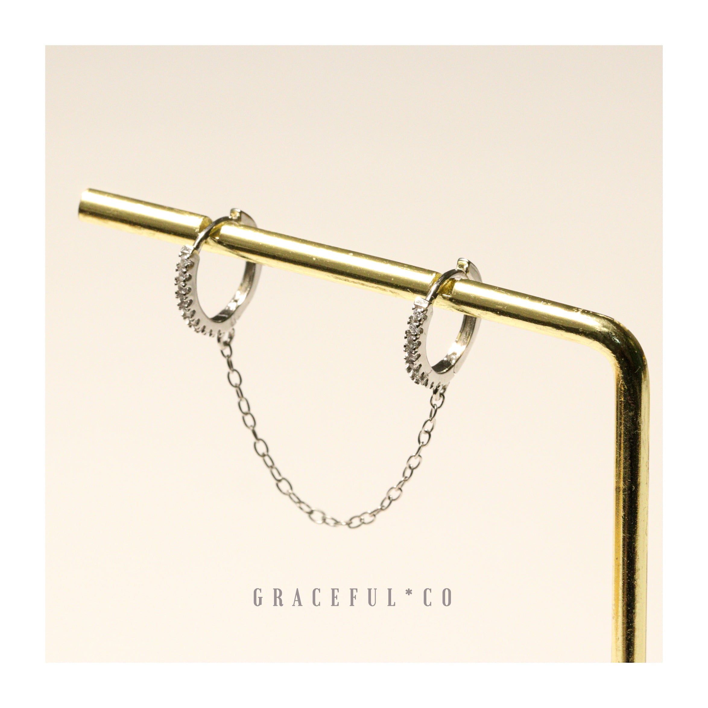 Double Pave Chain Huggie Hoop Earrings