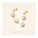 Lovely Pearl Chain Stud Earrings