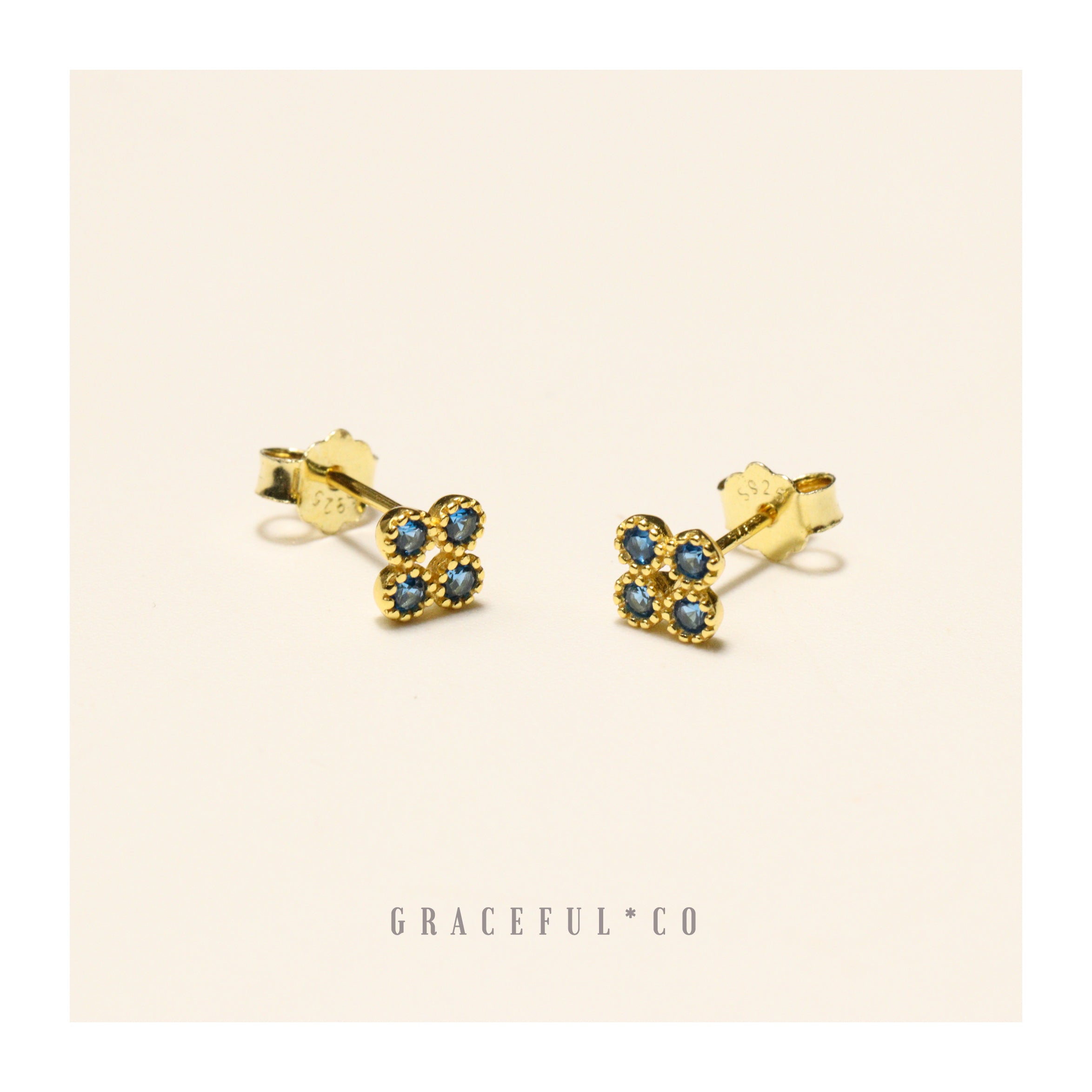 Sapphire Sea Clover Stud Earrings