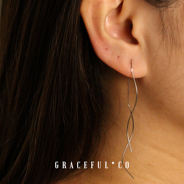 Rossie Wave Threader Earrings - Gracefulandco