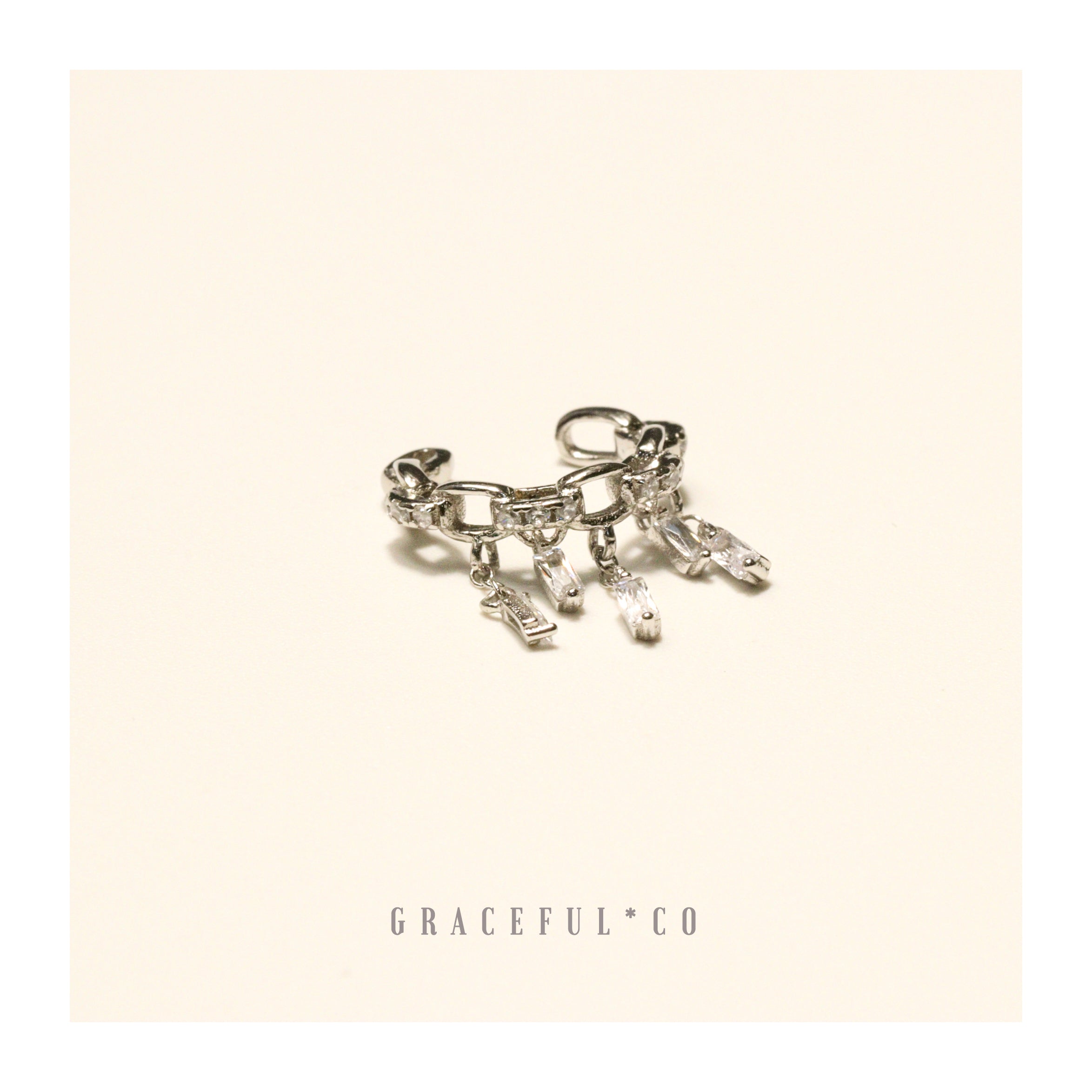 Baguette Lattice Chain Ear Cuff