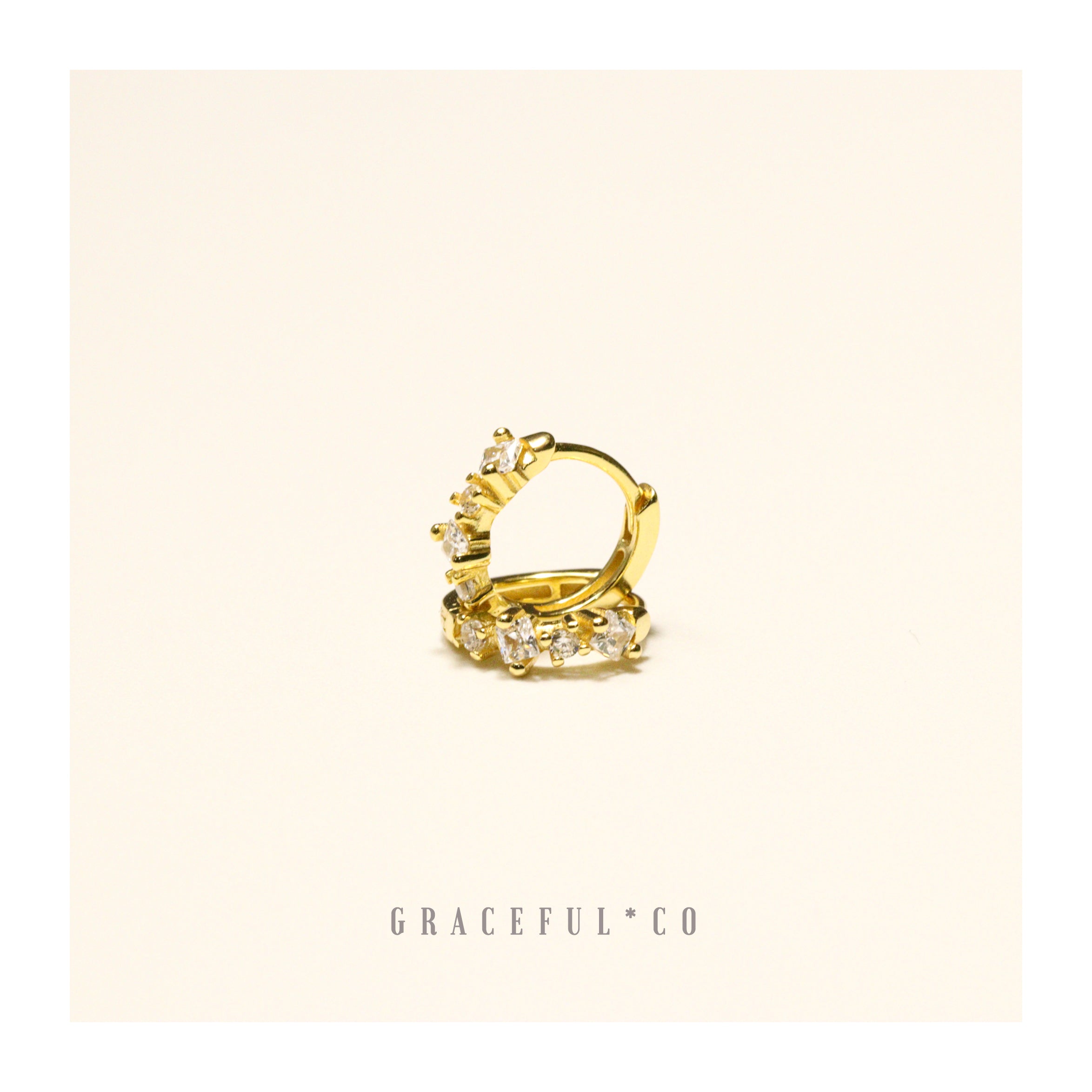 Cascade Baguette Huggie Earrings
