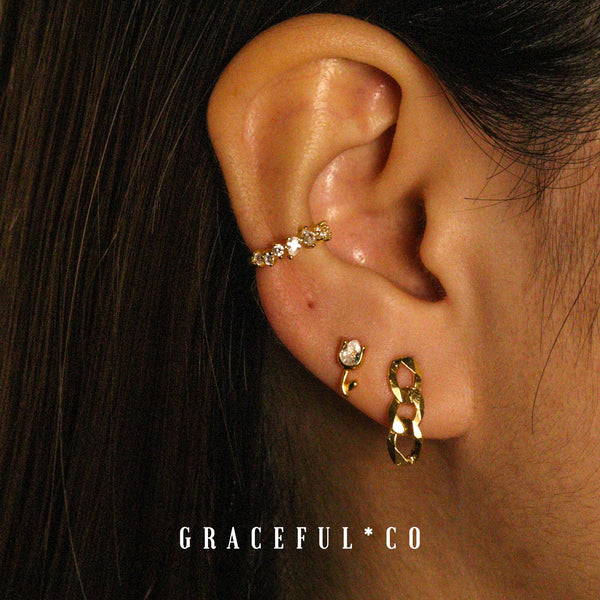 Harper Gold Chain Stud Earrings