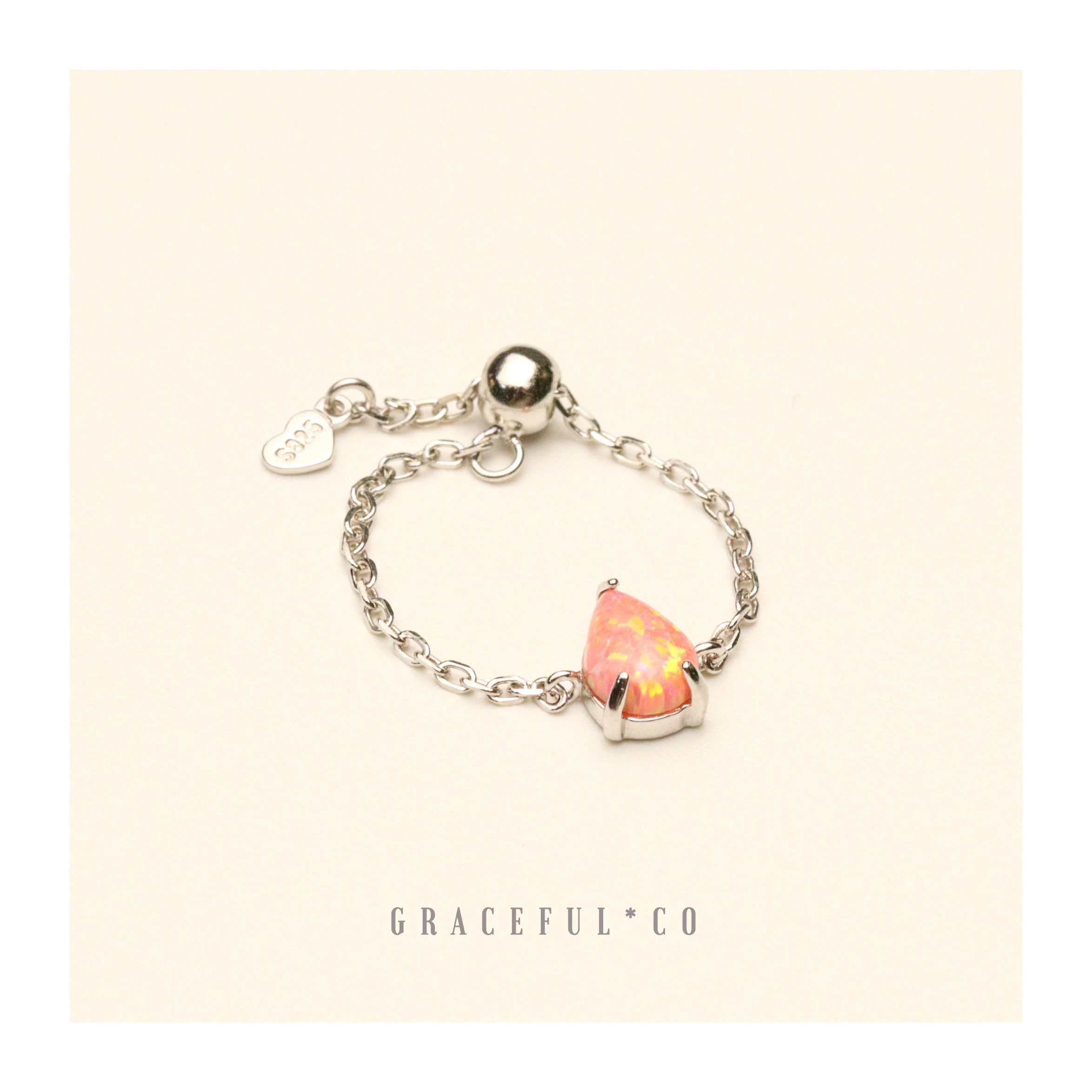 Sunset Dew Opal Chain Ring