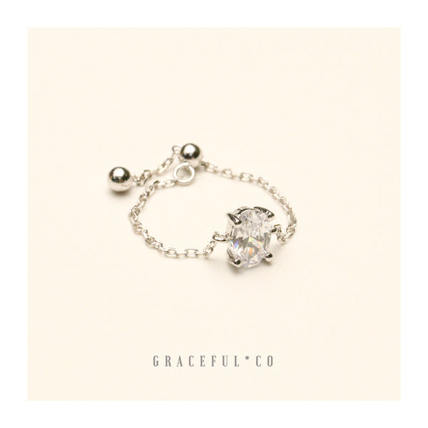 Silver Diamond Radiance Chain Ring - Gracefulandco