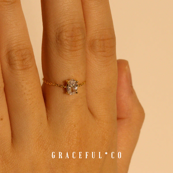 Golden Diamond Radiance Chain Ring - Gracefulandco