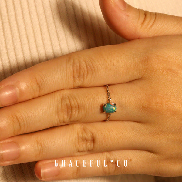 Turquoise Opal Veil Chain Ring