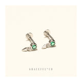 Emerald Sparkle Pyramid Flatback Earrings