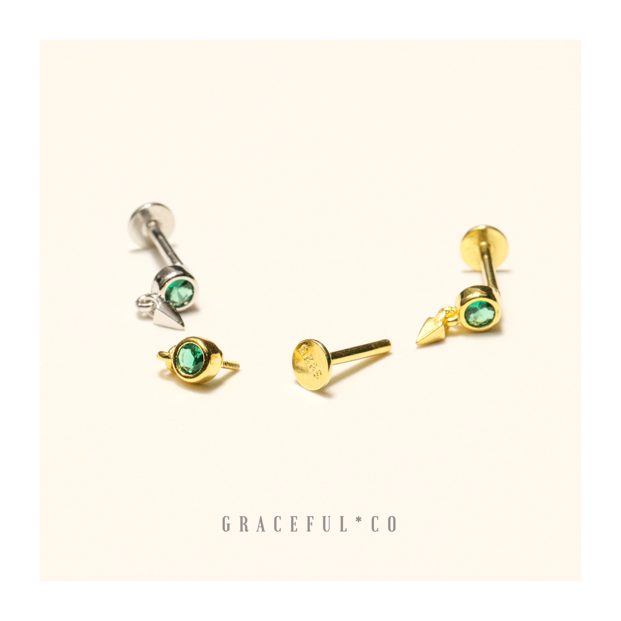 Emerald Sparkle Pyramid Flatback Earrings