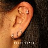 Bezel Ball Huggie Earrings - Gracefulandco