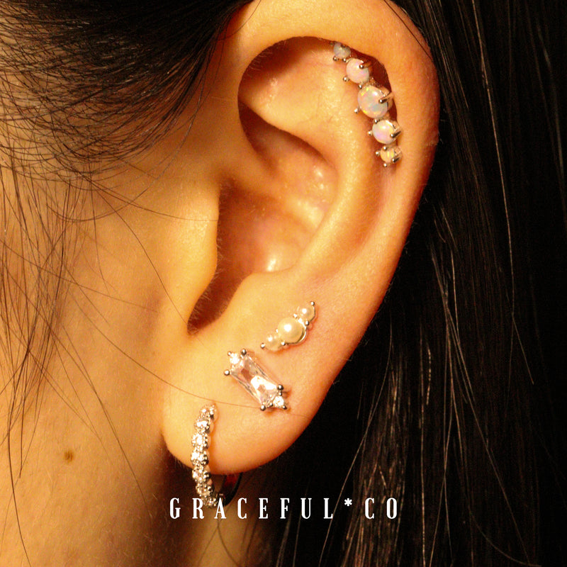 Opal Quintessence Bar Flatback Earrings