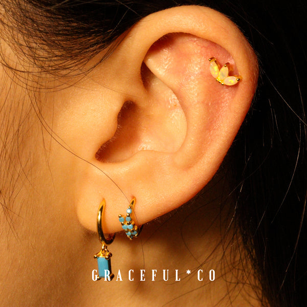 Zen Opal Leaf Flatback Earrings