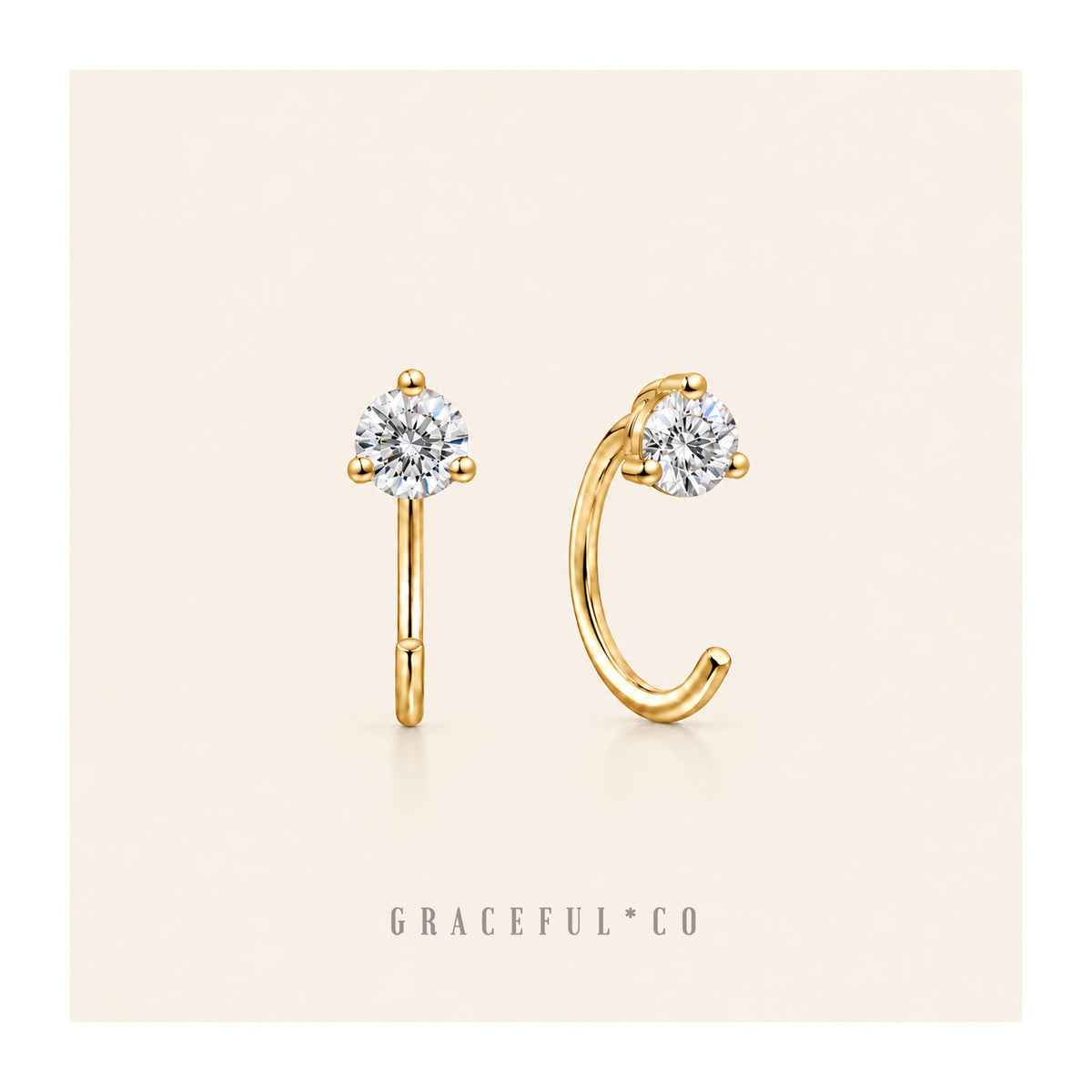 Only Diamond Open Huggie Earrings - Gracefulandco