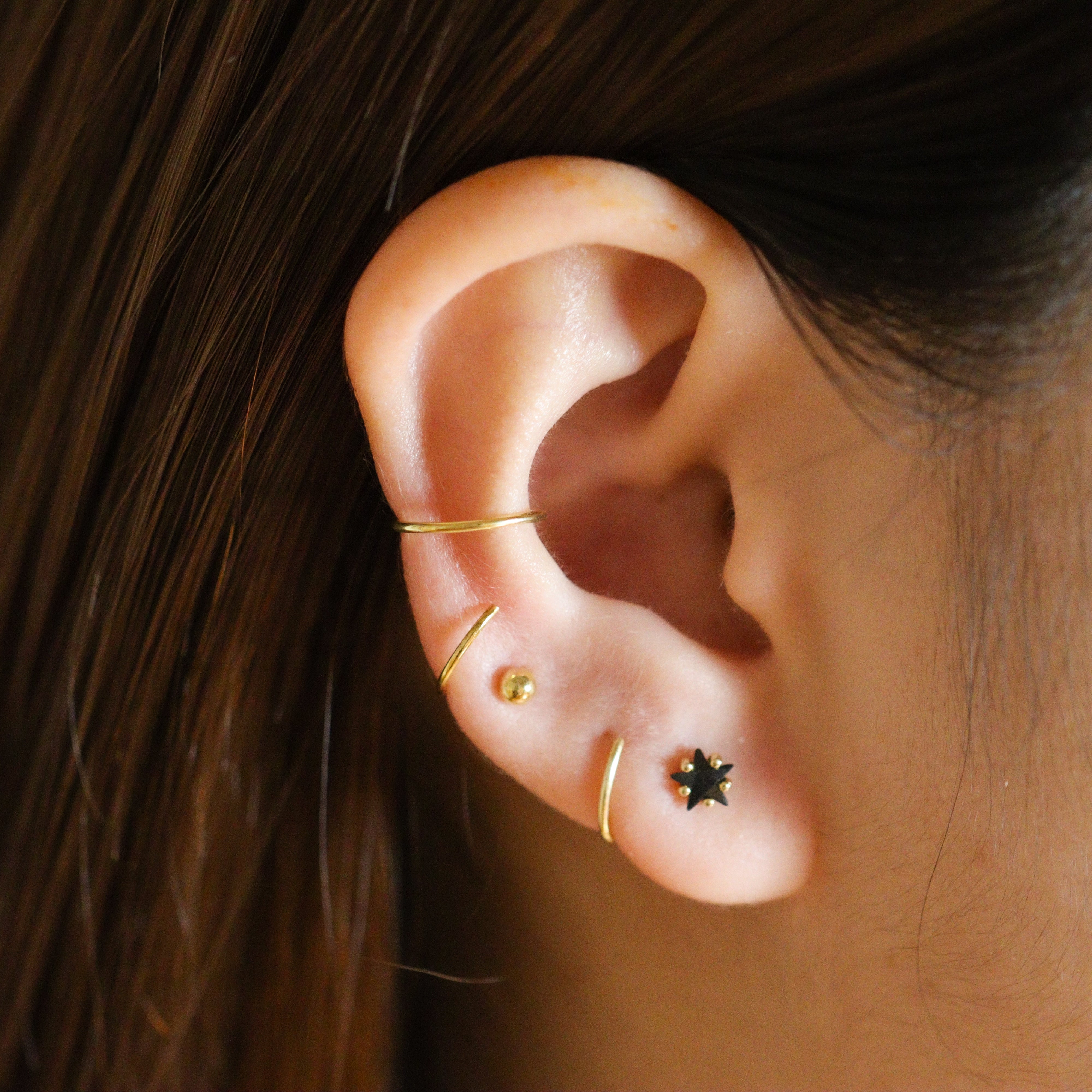 Black Starburst Huggie Hoop Earrings - Gracefulandco
