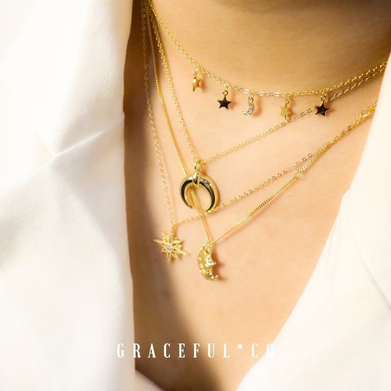 Sparkly Moon & Star Necklace - Gracefulandco