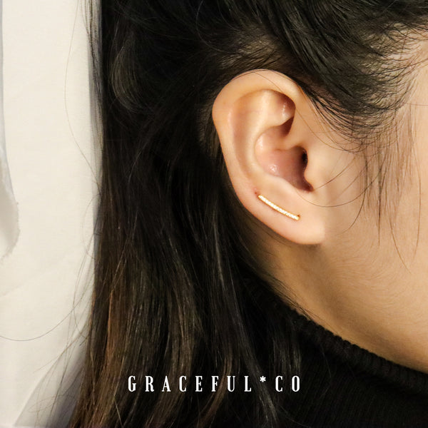 Pave Bar Ear Climber Earrings - Gracefulandco