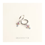 Rainbow Cross Hoop Earrings - Gracefulandco