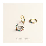 Rainbow Pave Huggie Earrings - Gracefulandco