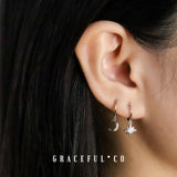 Adorned Moon & Star Hoop Earrings - Gracefulandco