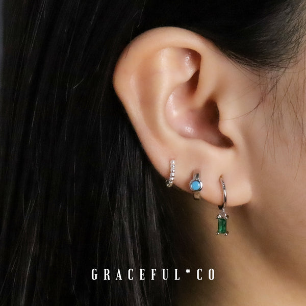 Emerald Green Baguette Hoop Earrings - Gracefulandco