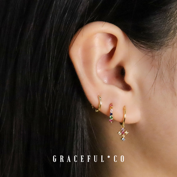 Rainbow Cross Hoop Earrings - Gracefulandco