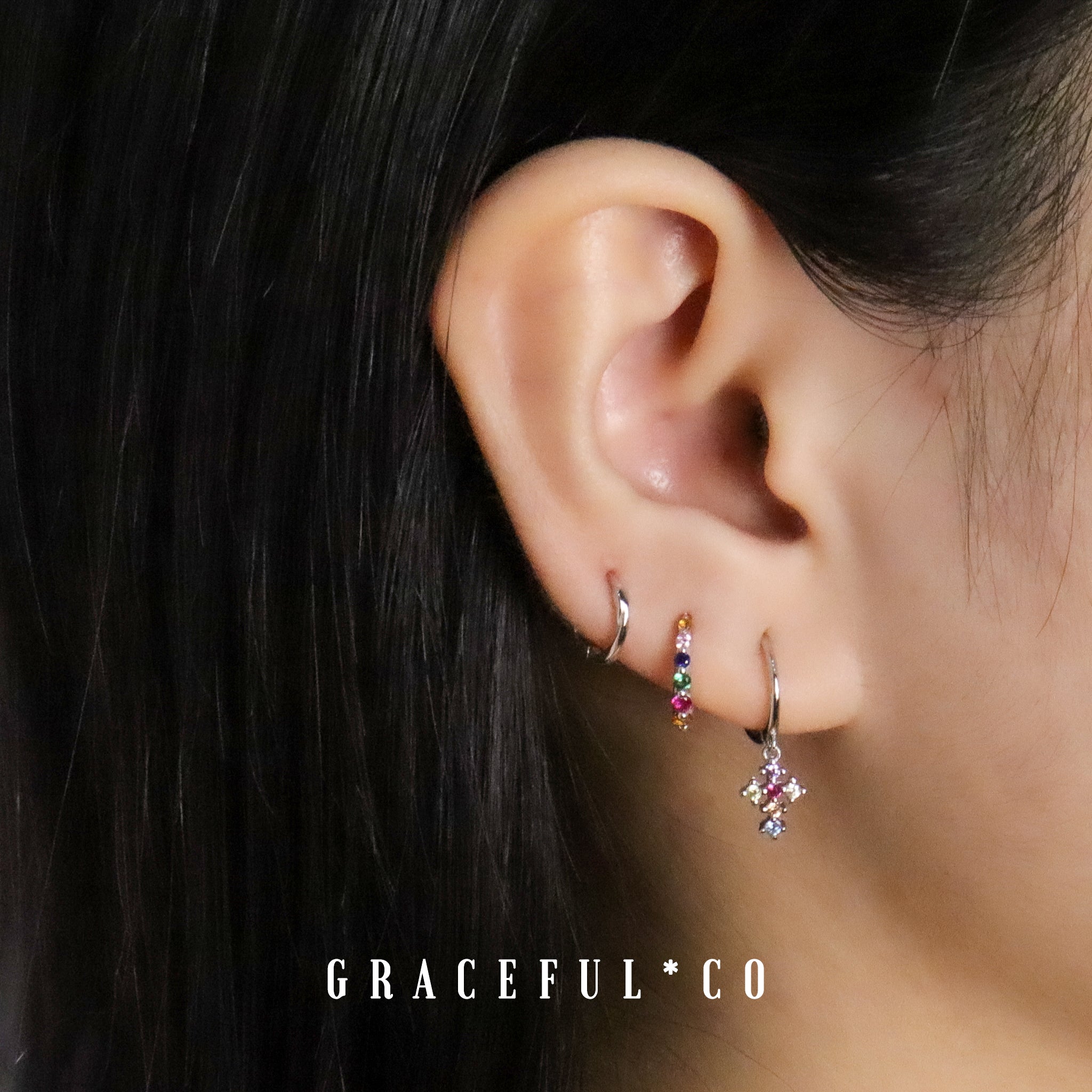 Rainbow Cross Hoop Earrings - Gracefulandco