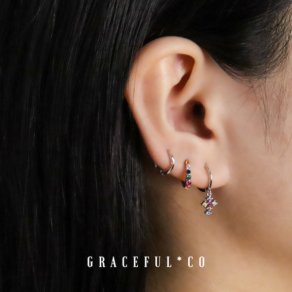 Rainbow Pave Huggie Earrings - Gracefulandco