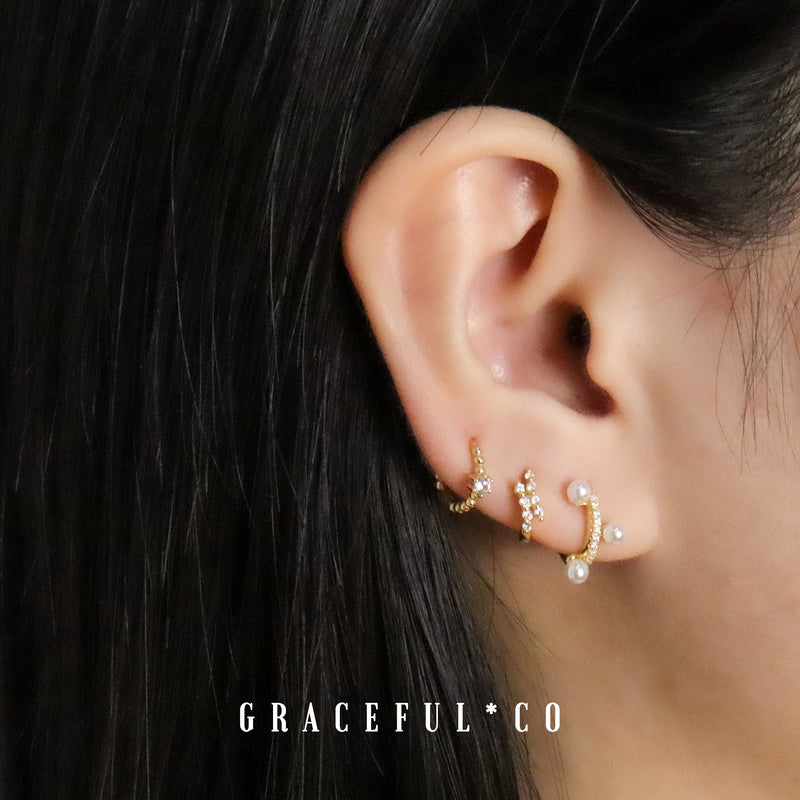 Double Pave Curve Huggie Earrings - Gracefulandco