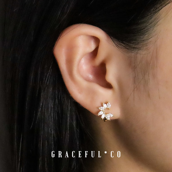 Sparkling Floral Huggie Earrings - Gracefulandco