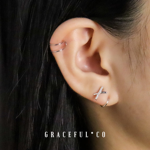 X Pave Ear Climber Earrings - Gracefulandco