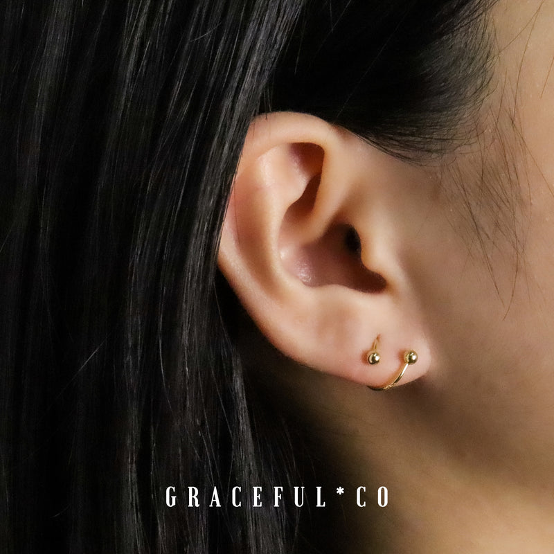 Helix Double Ball Ear Climber Earrings - Gracefulandco