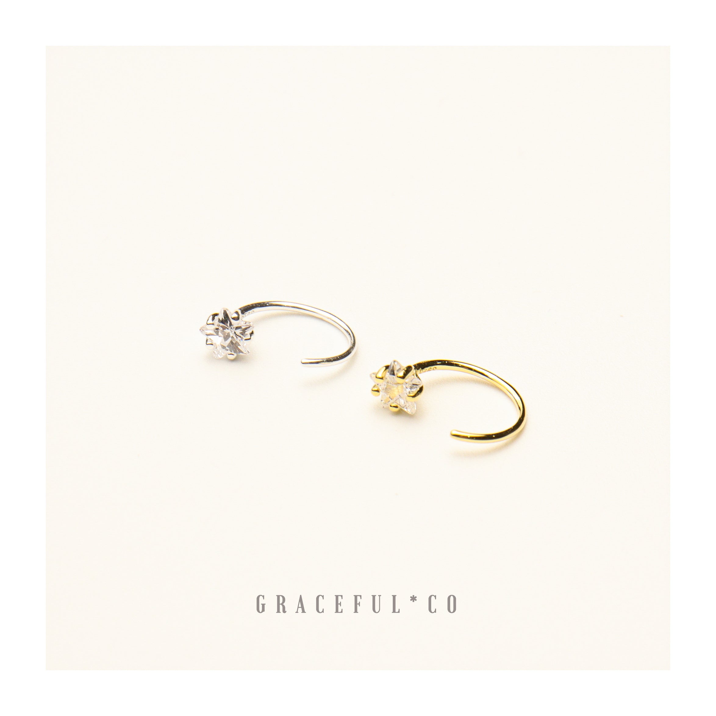 White Starburst Huggie Hoop Earrings - Gracefulandco