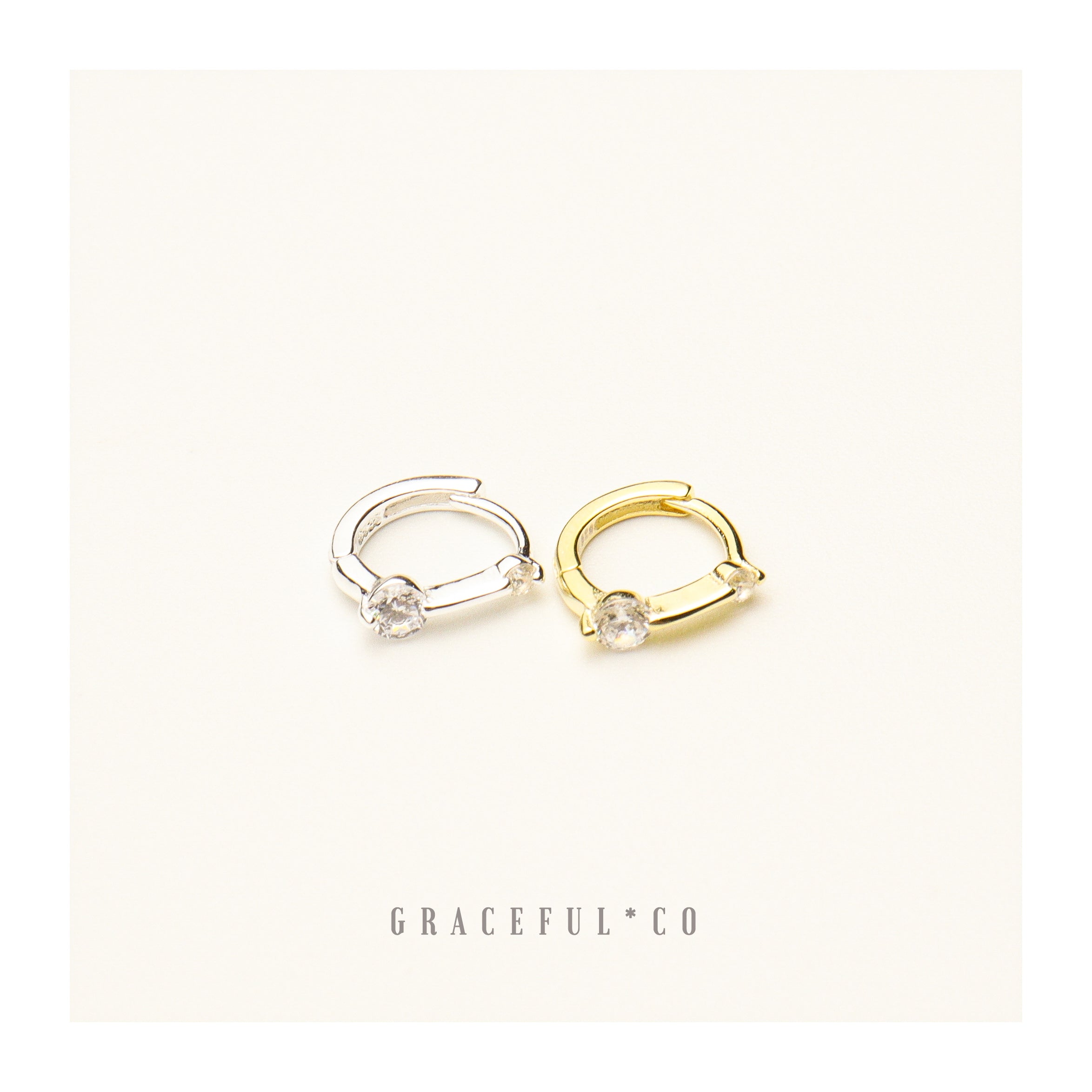 Duo Diamond Huggie Hoop Earrings - Gracefulandco
