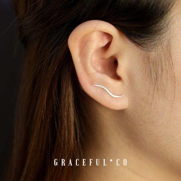 Wave Ear Climber Earrings - Gracefulandco