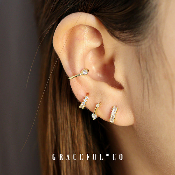 Duo Diamond Huggie Hoop Earrings - Gracefulandco