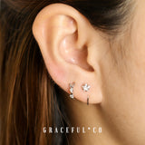 White Starburst Huggie Hoop Earrings - Gracefulandco