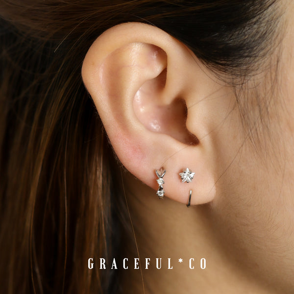 White Starburst Huggie Hoop Earrings - Gracefulandco