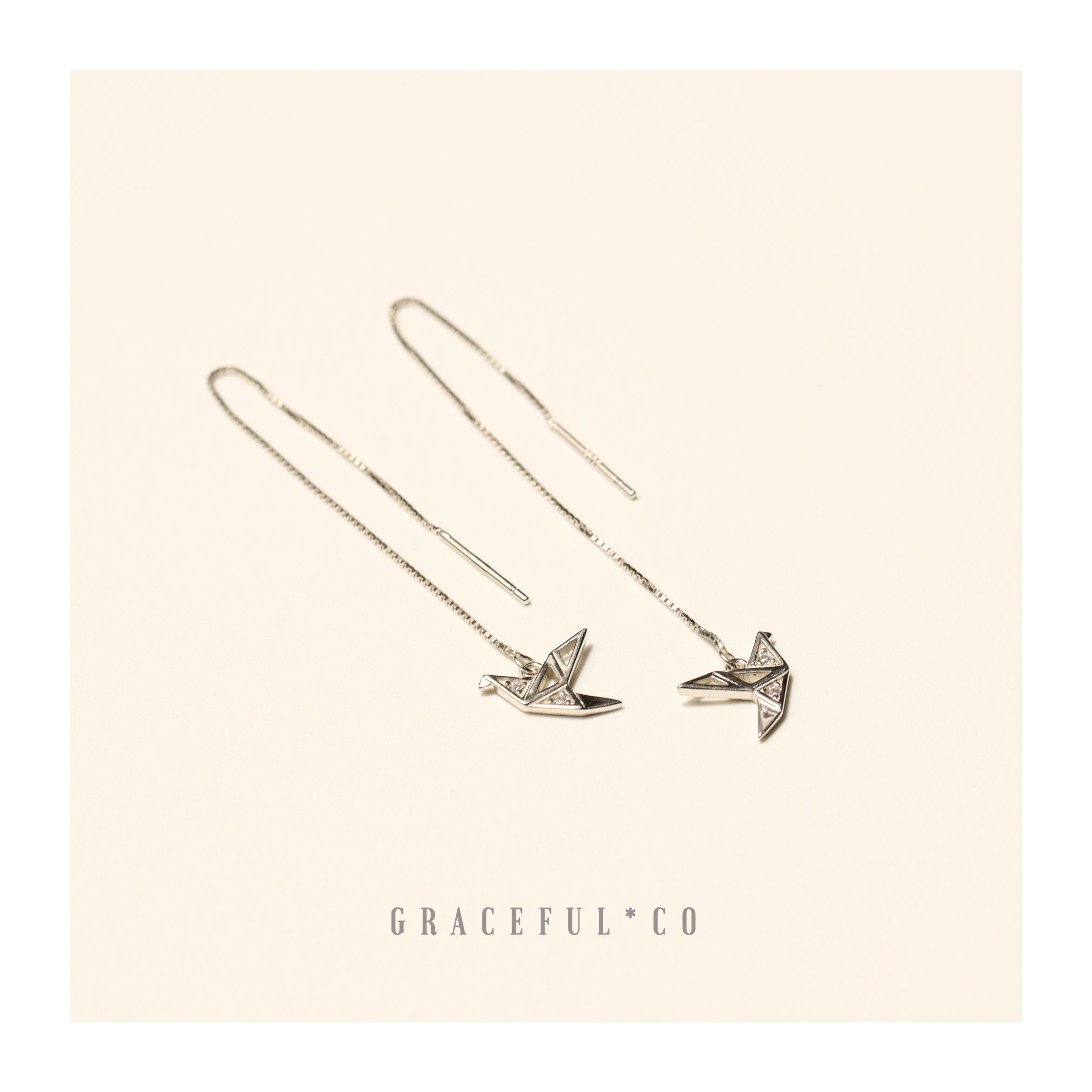 Happiness Dove Threader Earrings - Gracefulandco