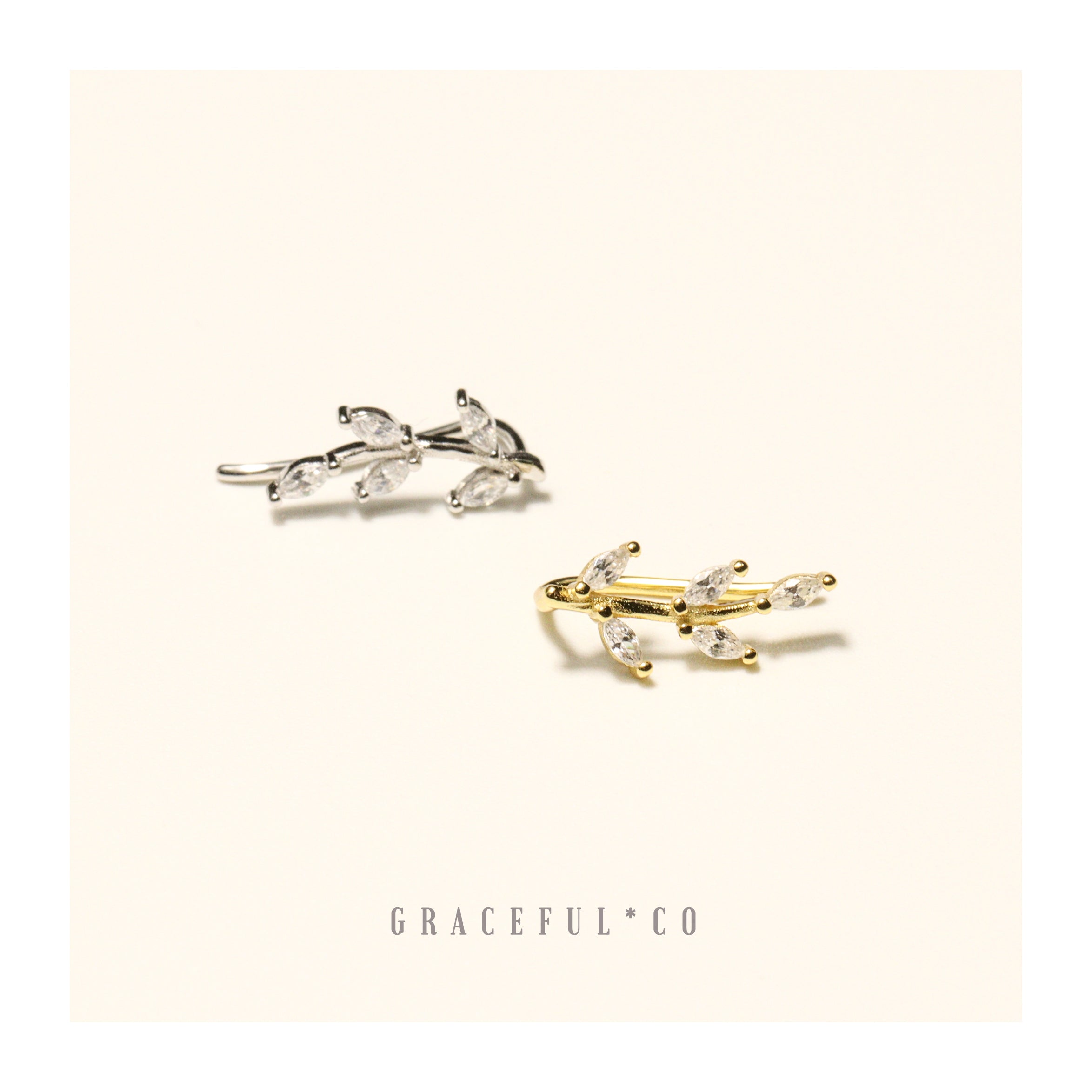 Athena Leaf Ear Climber Earrings