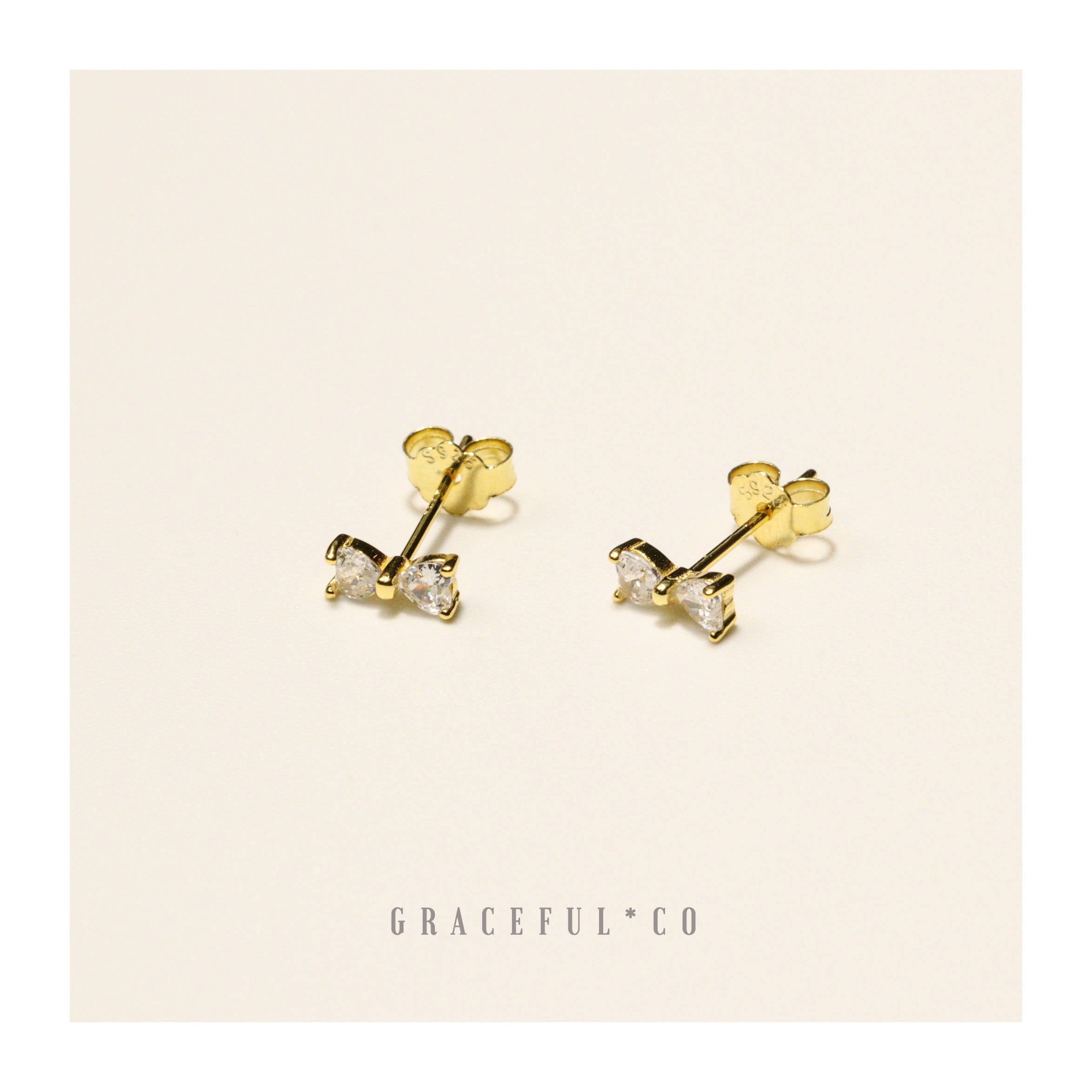 Sparkling Ribbon Stud Earrings