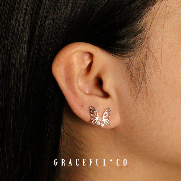 Karen Diamond Butterfly Stud Earrings