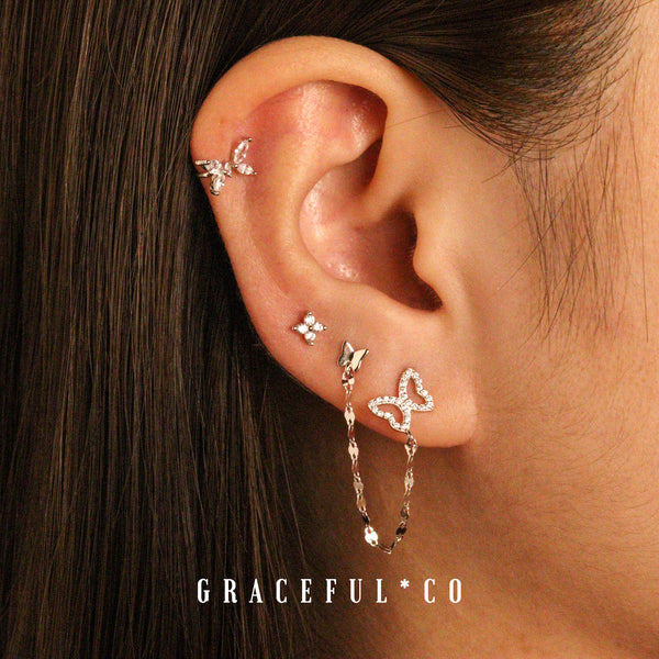 Twins Butterfly Chain Stud Earrings - Gracefulandco