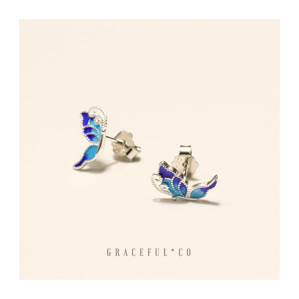 Ocean Blue Butterfly Stud Earrings