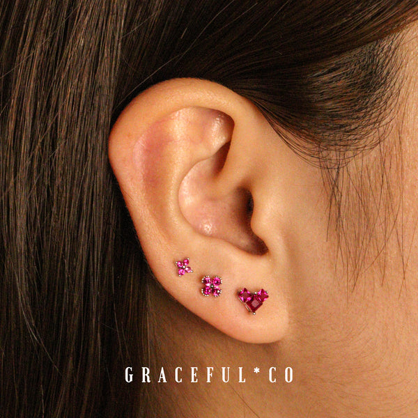 Princess Pink Heart Stud Earrings