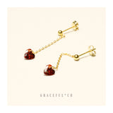 Red Wine Heart Stud Earrings - Gracefulandco