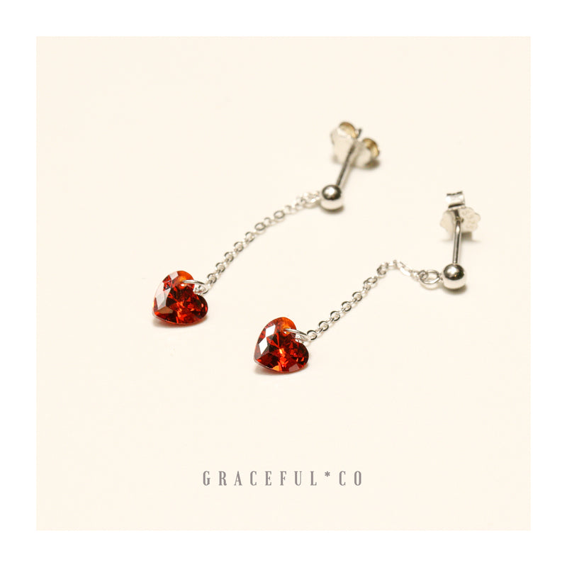 Red Wine Heart Stud Earrings - Gracefulandco