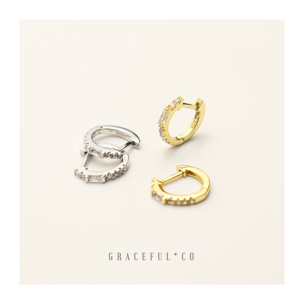Baguette Pave Huggie Earrings - Gracefulandco