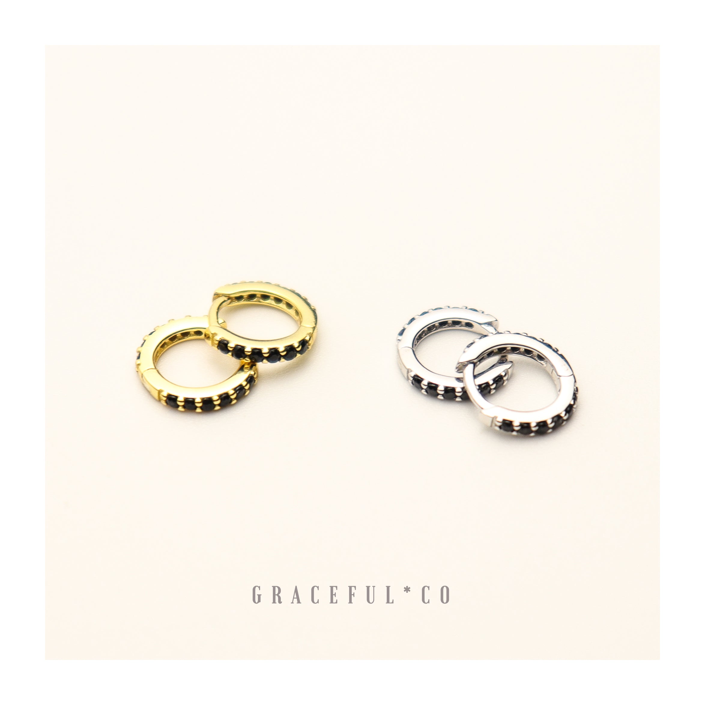 Sparkling Black Pave Huggie Earings - Gracefulandco