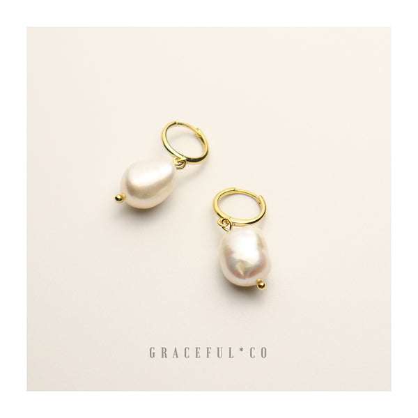 Baroque Fresh Water Pearl Hoop Earrings - Gracefulandco
