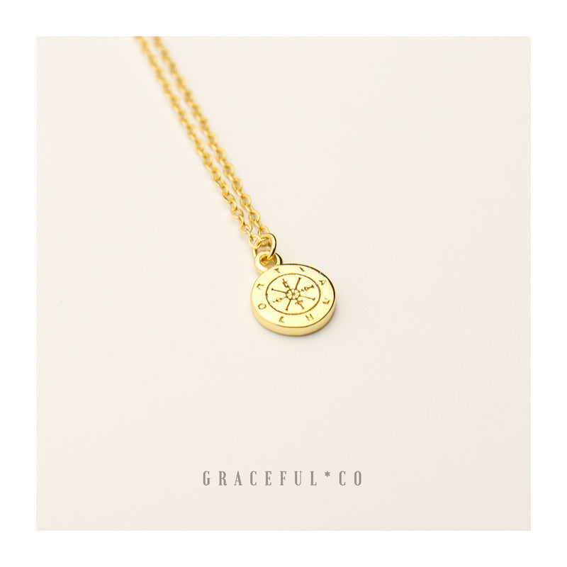 Stamped Compass Necklace - Gracefulandco